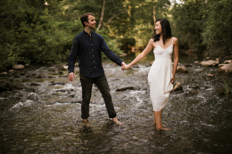 a wooded engagement session in ann arbor